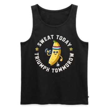 Retro Banana Fitness - Motivational Designs 2024 - Men's Premium Organic Tank Top - black - Front - AI Model Male 178 light (178cm)