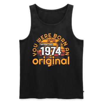 Vintage 1974 50th Birthday Gift Idea Fifty - Men's Premium Organic Tank Top - black - Front - AI Model Male 178 light (178cm)