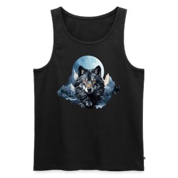 Wolf's design in polygon style - Men's Premium Organic Tank Top - black - Front - AI Model Male 178 light (178cm)