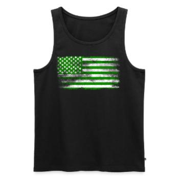 Irish American Saint Patrick's Day Flag Washed - Men's Premium Organic Tank Top - black - Front - Michal (187cm)