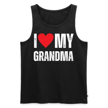 J’aime ma grand-mère - Débardeur bio Premium Homme - noir - Devant - Michal (187cm)