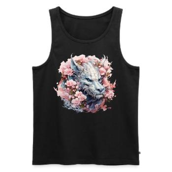 Année chinoise du Dragon Dragon en fleurs de cerisier - Débardeur bio Premium Homme - noir - Devant - AI Model Male 178 light (178cm)
