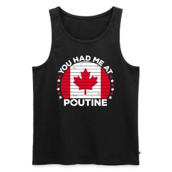 Vous m’avez eu à Poutine Canadian Fries Canada Flag - Débardeur bio Premium Homme - noir - Devant - Michal (187cm)