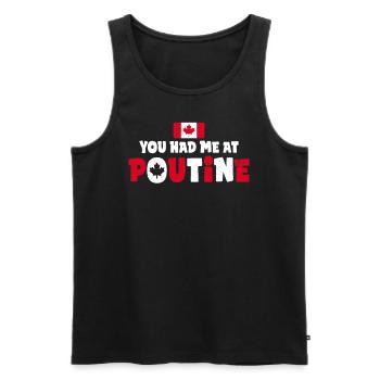 Vous m’avez eu à Poutine Canadian Fries Canada Flag - Débardeur bio Premium Homme - noir - Devant - Michal (187cm)