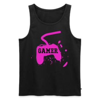 Joueur Console de jeux - Débardeur bio Premium Homme - noir - Devant - Michal (187cm)