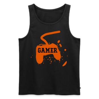 Gamer-Spielkonsole - Männer Premium Bio Tank Top - Schwarz - Vorne - AI Model Male 178 light (178cm)