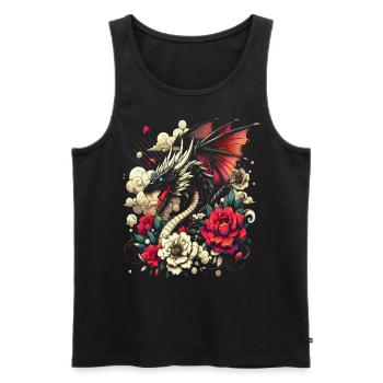 T-shirt Dragon fleur : un design éthéré avec style - Débardeur bio Premium Homme - noir - Devant - AI Model Male 178 light (178cm)