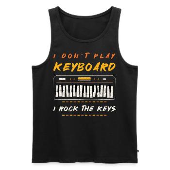 "I don t play keyboard - i rock the keys" Klavier - Männer Premium Bio Tank Top - Schwarz - Vorne - Michal (187cm)