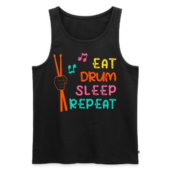 « Eat drum sleep repeat » Tambours Tambours - Débardeur bio Premium Homme - noir - Devant - Michal (187cm)