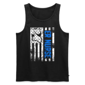 Infirmières des services d’urgence Infirmière praticienne des urgences - Débardeur bio Premium Homme - noir - Devant - Michal (187cm)