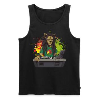 Jamaican Reagge Lion - Männer Premium Bio Tank Top - Schwarz - Vorne - AI Model Male 178 light (178cm)