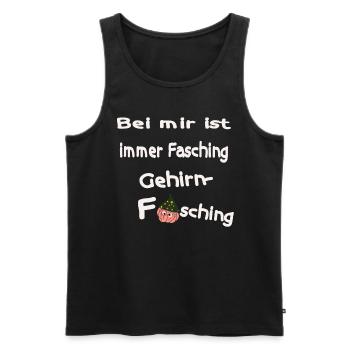 Bei mir ist immer Fasching - Gehirnfasching - Männer Premium Bio Tank Top - Schwarz - Vorne - AI Model Male 178 light (178cm)