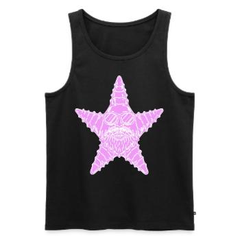 Pinky Seastar mit cooler Sonnenbrille und Bart - Männer Premium Bio Tank Top - Schwarz - Vorne - Michal (187cm)