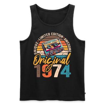 Vintage 1974 Born 1974 Cassette Original 1974 - Men's Premium Organic Tank Top - black - Front - AI Model Male 178 light (178cm)