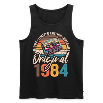 Vintage Né 1984 Anniversaire Original 1984 - Débardeur bio Premium Homme - noir - Devant - Michal (187cm)