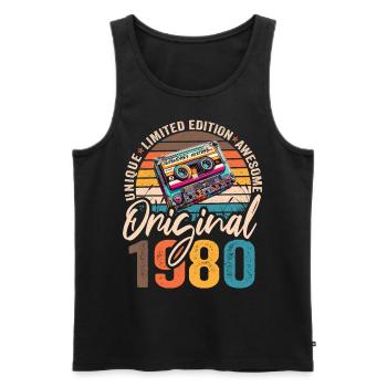 Vintage geboren 1980 Geburtstag Original 1980 - Männer Premium Bio Tank Top - Schwarz - Vorne - Michal (187cm)