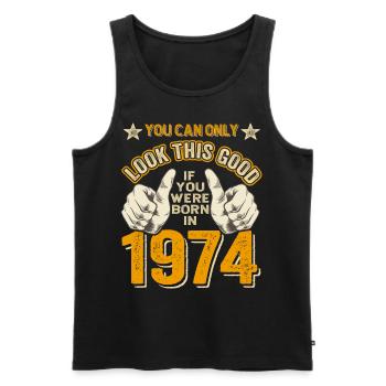 50th birthday born in 1974 born in 1974 - Men's Premium Organic Tank Top - black - Front - Michal (187cm)
