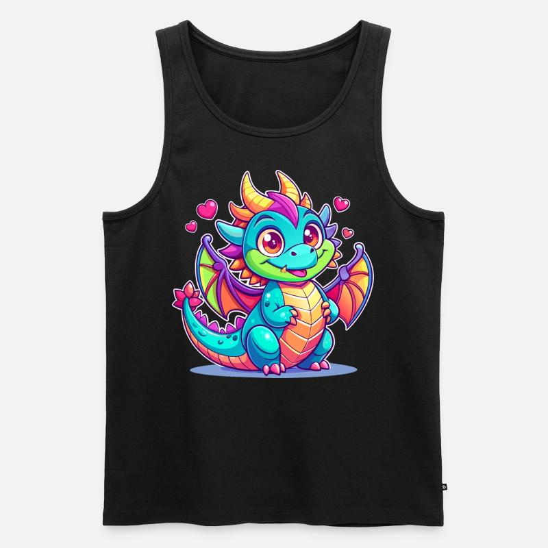 Farbenfroher Drache - Männer Premium Bio Tank Top - Schwarz