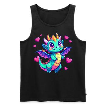 Dragon coloré - Débardeur bio Premium Homme - noir - Devant - AI Model Male 178 light (178cm)