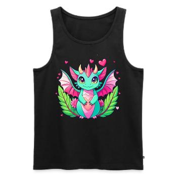 Dragon coloré - Débardeur bio Premium Homme - noir - Devant - AI Model Male 178 light (178cm)
