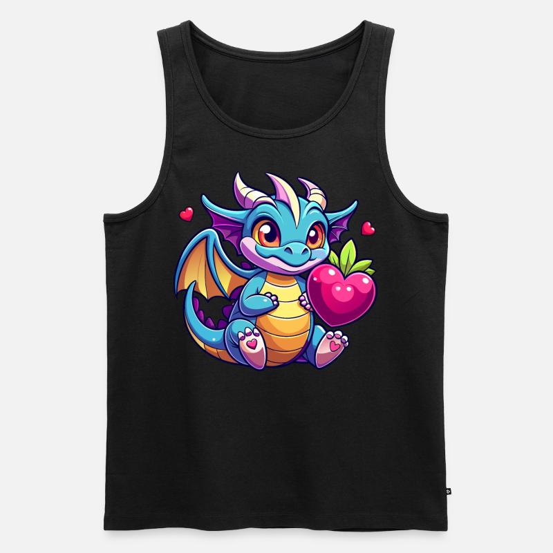 Farbenfroher Drache - Männer Premium Bio Tank Top - Schwarz