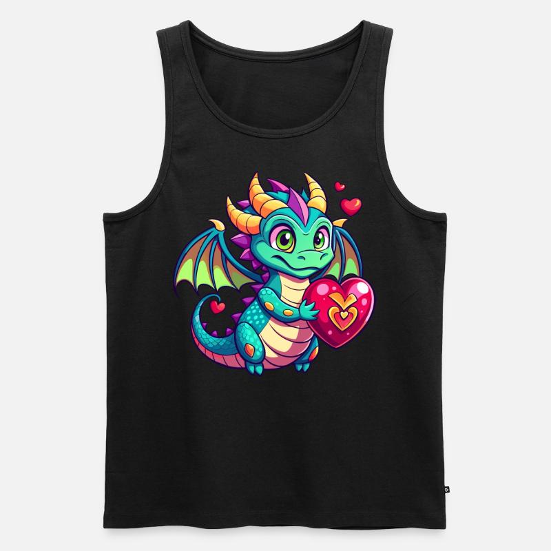 Farbenfroher Drache - Männer Premium Bio Tank Top - Schwarz
