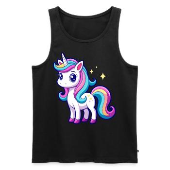 Cute Rainbow Unicorn - Men's Premium Organic Tank Top - black - Front - AI Model Male 178 light (178cm)
