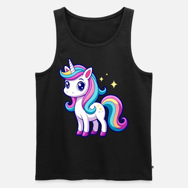 Süßes Regenbogen-Einhorn - Männer Premium Bio Tank Top - Schwarz