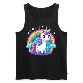 Licorne arc-en-ciel mignonne - Débardeur bio Premium Homme - noir - Devant - AI Model Male 178 light (178cm)