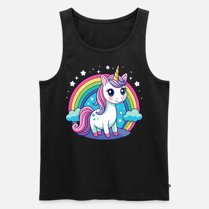 Süßes Regenbogen-Einhorn - Männer Premium Bio Tank Top - Schwarz