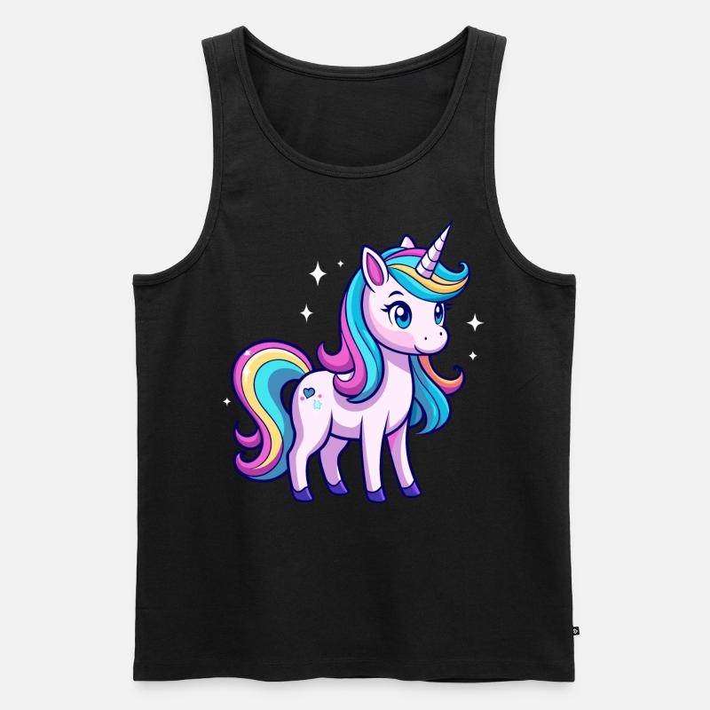 Süßes Regenbogen-Einhorn - Männer Premium Bio Tank Top - Schwarz