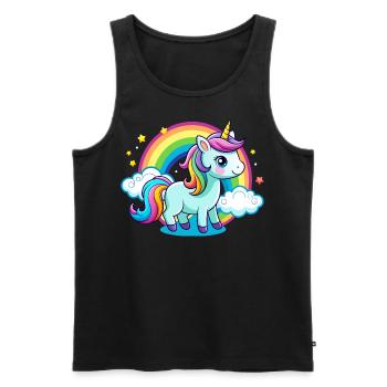Licorne arc-en-ciel mignonne - Débardeur bio Premium Homme - noir - Devant - AI Model Male 178 light (178cm)