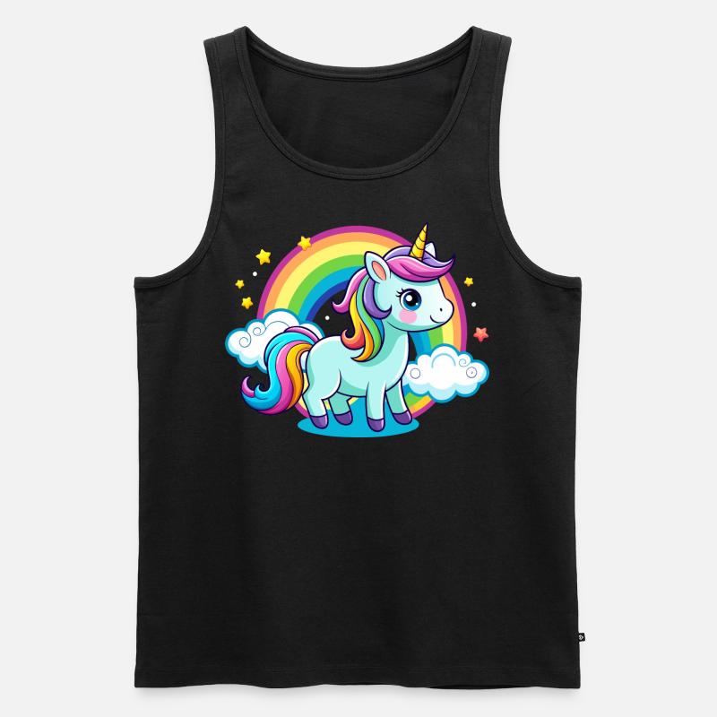 Süßes Regenbogen-Einhorn - Männer Premium Bio Tank Top - Schwarz