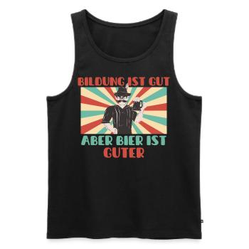 Education is good - but beer is good :-) - Men's Premium Organic Tank Top - black - Front - AI Model Male 178 light (178cm)