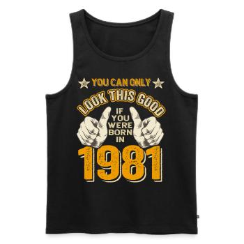 Geburtstag 1981 Jahrgang 1981 geboren 1981 - Männer Premium Bio Tank Top - Schwarz - Vorne - AI Model Male 178 light (178cm)