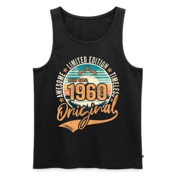 Vintage 1960 64th Birthday Original 1960 - Men's Premium Organic Tank Top - black - Front - AI Model Male 178 light (178cm)