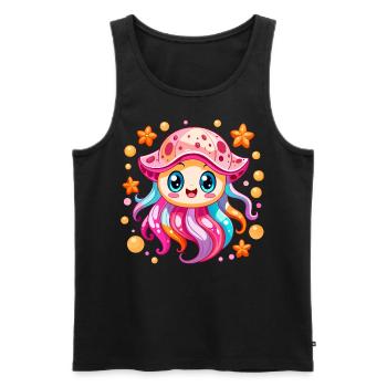 Méduse mignonne - Débardeur bio Premium Homme - noir - Devant - Michal (187cm)