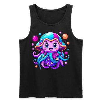 Méduse mignonne - Débardeur bio Premium Homme - noir - Devant - Michal (187cm)