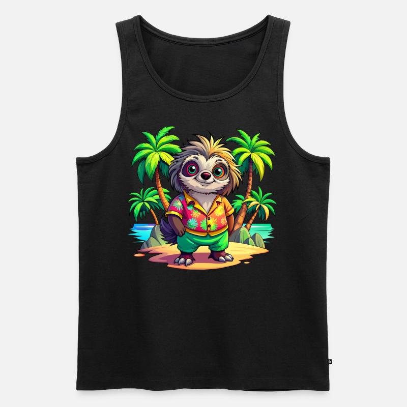 Süßes Urlaubsfaultier - Männer Premium Bio Tank Top - Schwarz
