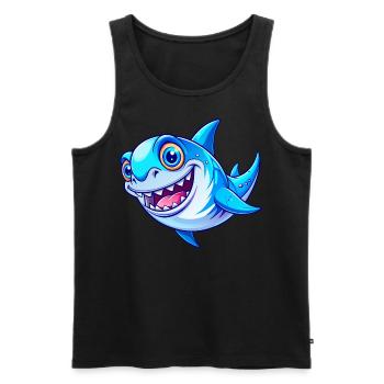 Requin mignon - Débardeur bio Premium Homme - noir - Devant - AI Model Male 178 light (178cm)