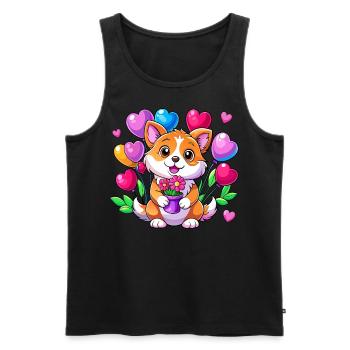 Chien avec des ballons colorés - Débardeur bio Premium Homme - noir - Devant - AI Model Male 178 light (178cm)