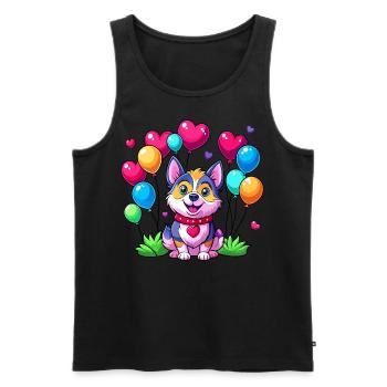 Dog with colorful balloons - Men's Premium Organic Tank Top - black - Front - Michal (187cm)