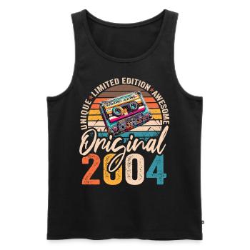 Jahrgang 2004 20.Geburtstag Kassette Tape 2004 - Männer Premium Bio Tank Top - Schwarz - Vorne - Michal (187cm)