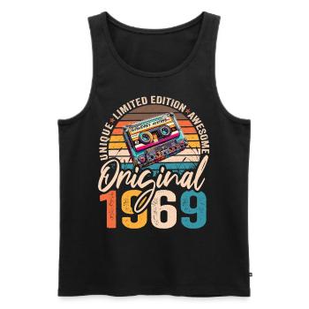 Jahrgang 1969 55.Geburtstag Kassette Tape 1969 - Männer Premium Bio Tank Top - Schwarz - Vorne - Michal (187cm)