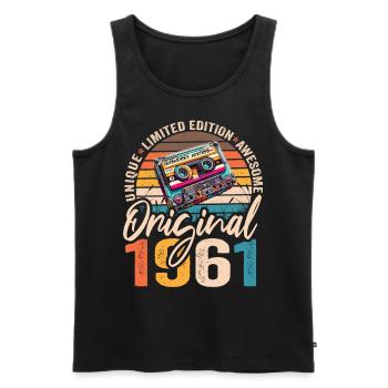 Jahrgang 1961 63.Geburtstag Kassette Tape 1961 - Männer Premium Bio Tank Top - Schwarz - Vorne - Michal (187cm)