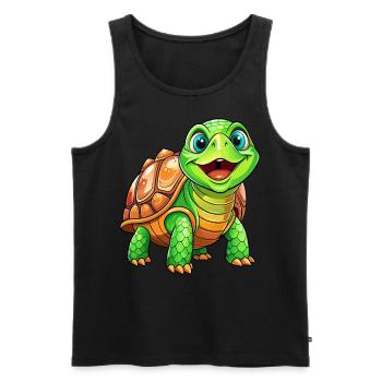 Méga Tortue Mignonne - Débardeur bio Premium Homme - noir - Devant - AI Model Male 178 light (178cm)