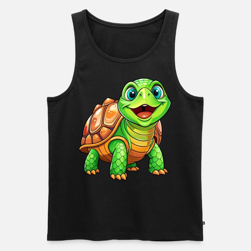 Mega süße Schildkröte - Männer Premium Bio Tank Top - Schwarz