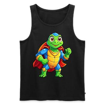 Tortue super-héroïne méga mignonne - Débardeur bio Premium Homme - noir - Devant - AI Model Male 178 light (178cm)
