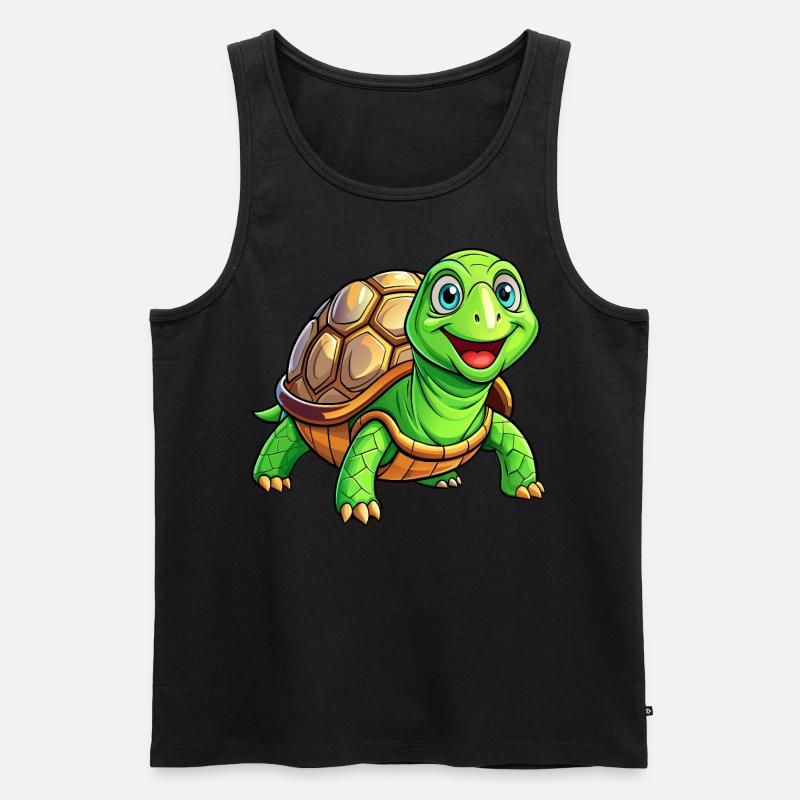 Mega süße Schildkröte - Männer Premium Bio Tank Top - Schwarz