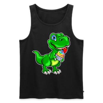 Dino mit Cupcake Muffin bunt - Männer Premium Bio Tank Top - Schwarz - Vorne - AI Model Male 178 light (178cm)